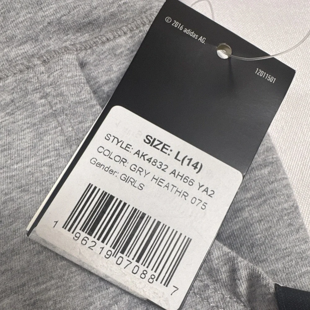 Adidas Girls Large US 14 Gray 3-Stripes Slim Fit Leggings NWT Athletic Pants